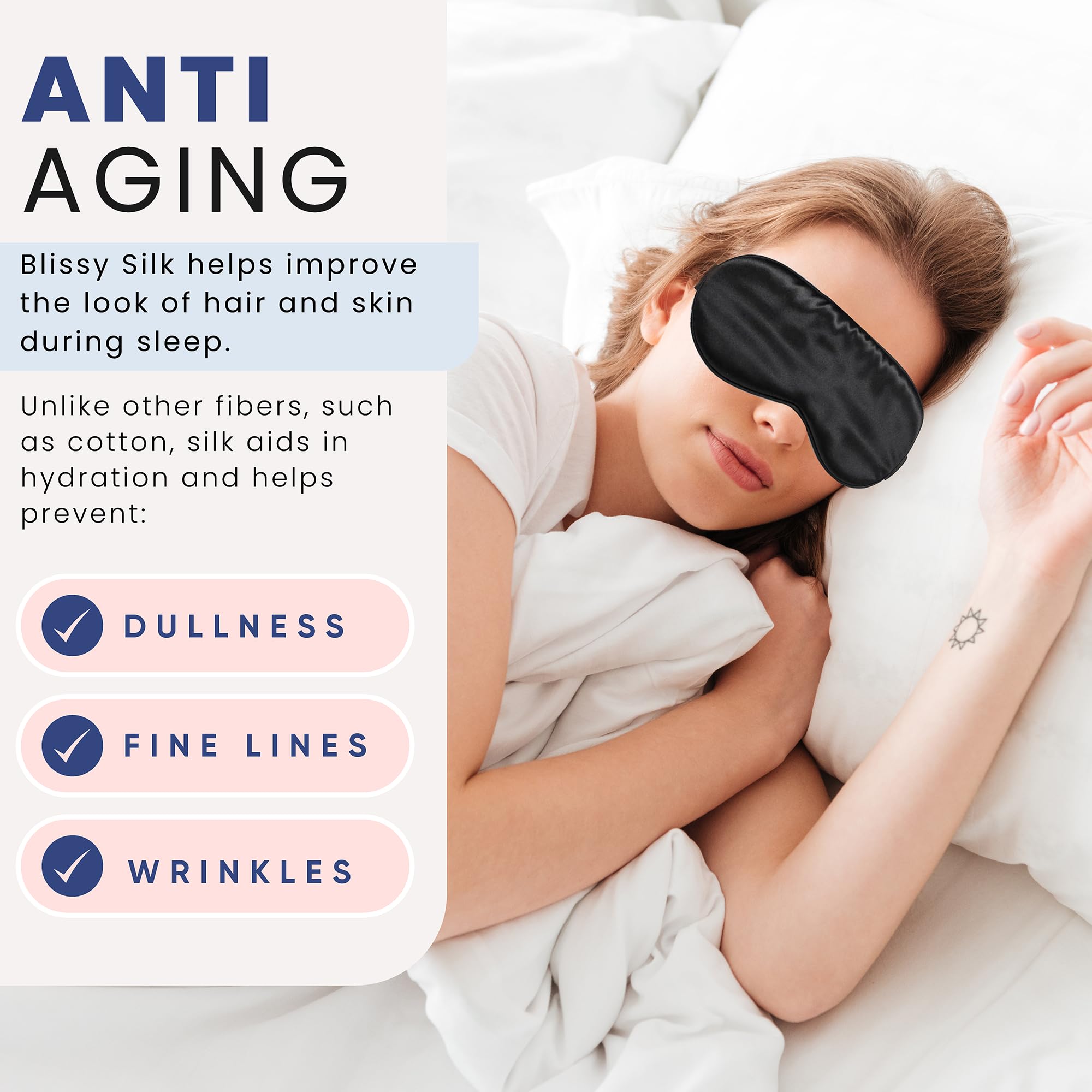 BLISSY Silk Sleep Mask supports skin and hair benefits during sleep