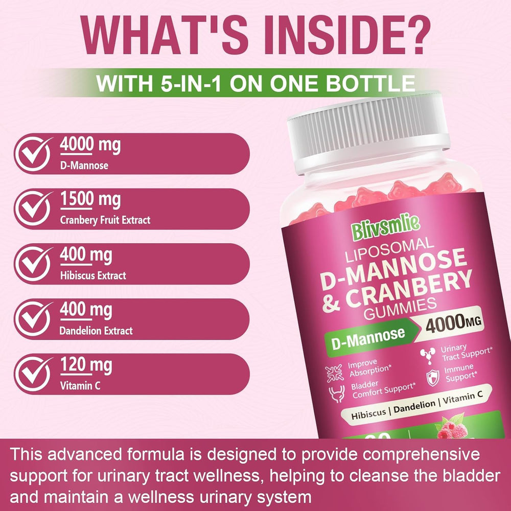 Blivsmlie cranberry hibiscus blend label emphasizing absorption-boosting formulation.