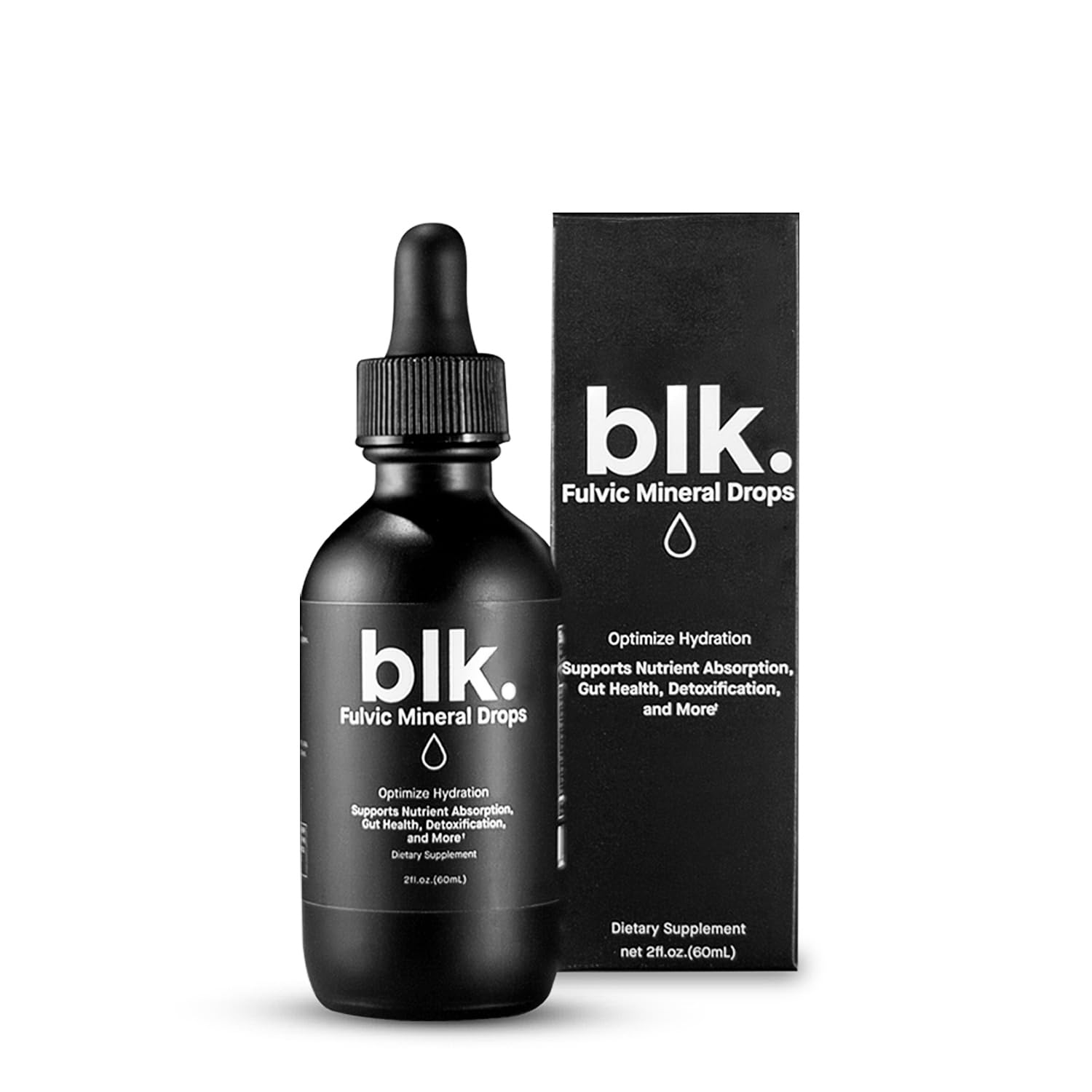 blk. PH 8+ water drops bottle with fulvic minerals for hydration balance