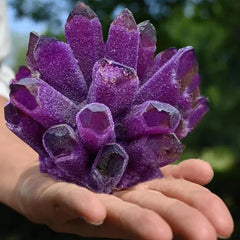BLOCKv raw amethyst crystal rock; close-up reveals natural texture.