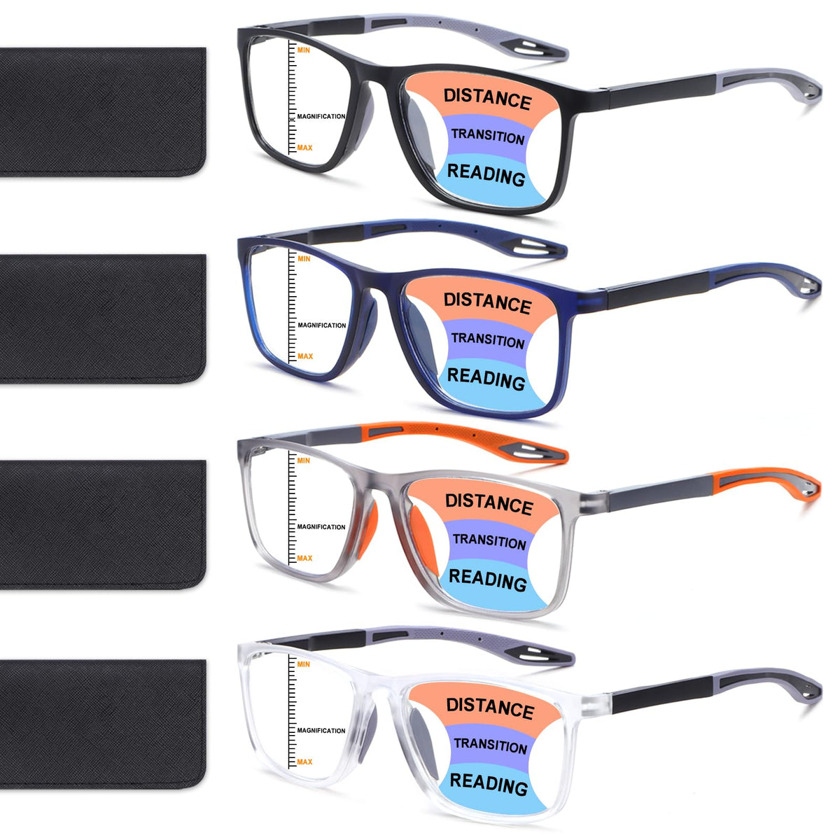 Bloexclu progressive reading glasses black frame for all-day reading comfort.