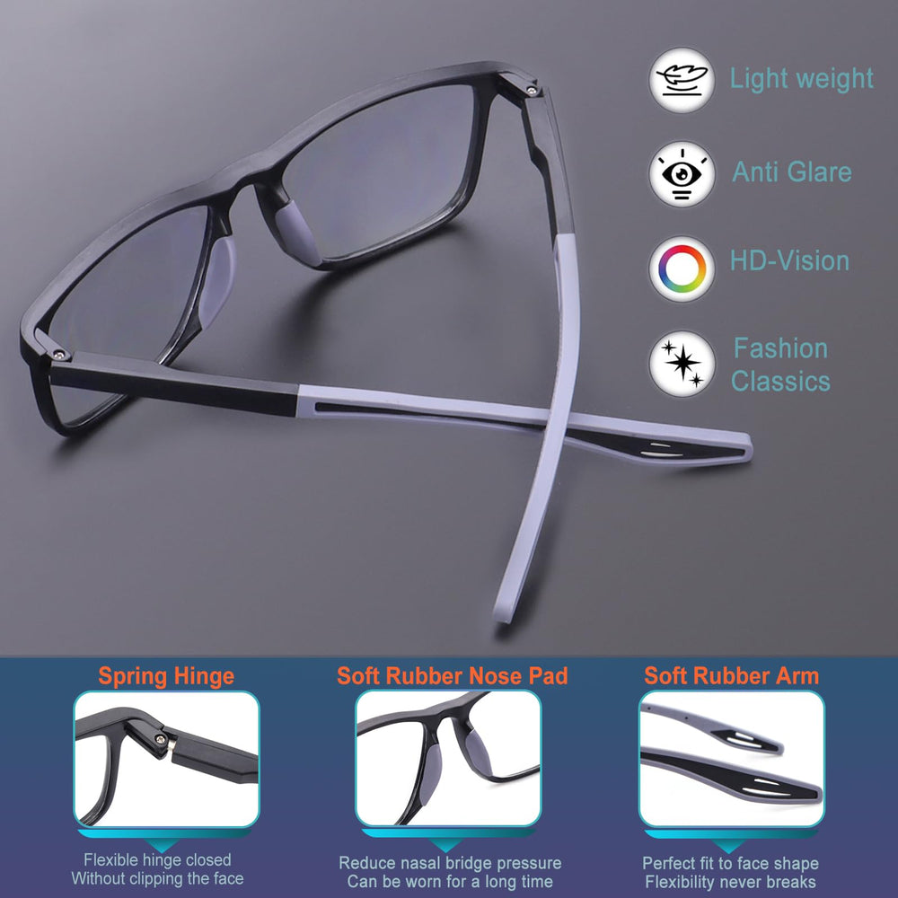 BLOEXCLU transparent frame progressive reading glasses close-up for discreet everyday use