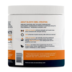Blonyx HMB Creatine bottle pour demonstrates quick-dispense for workouts