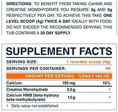Blonyx HMB Creatine scoop with powder shows precise daily dosage