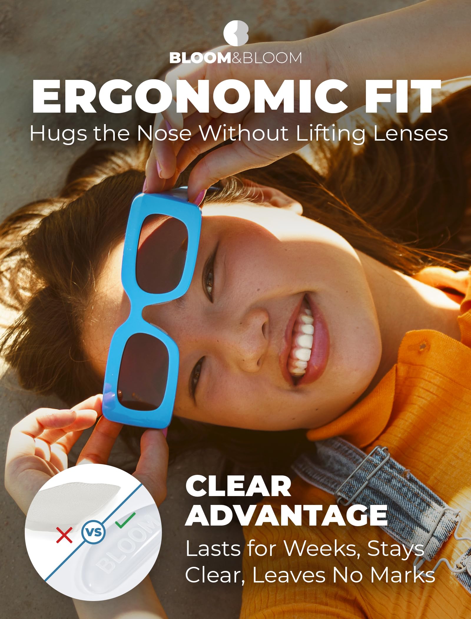 BLOOM & BLOOM heat and sweat tested nose pads on frame