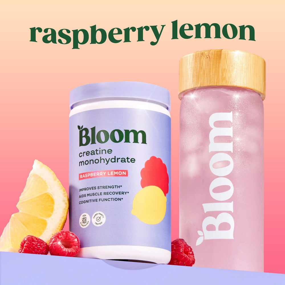Bloom Nutrition Creatine Monohydrate scoop helps measure 5g servings easily.