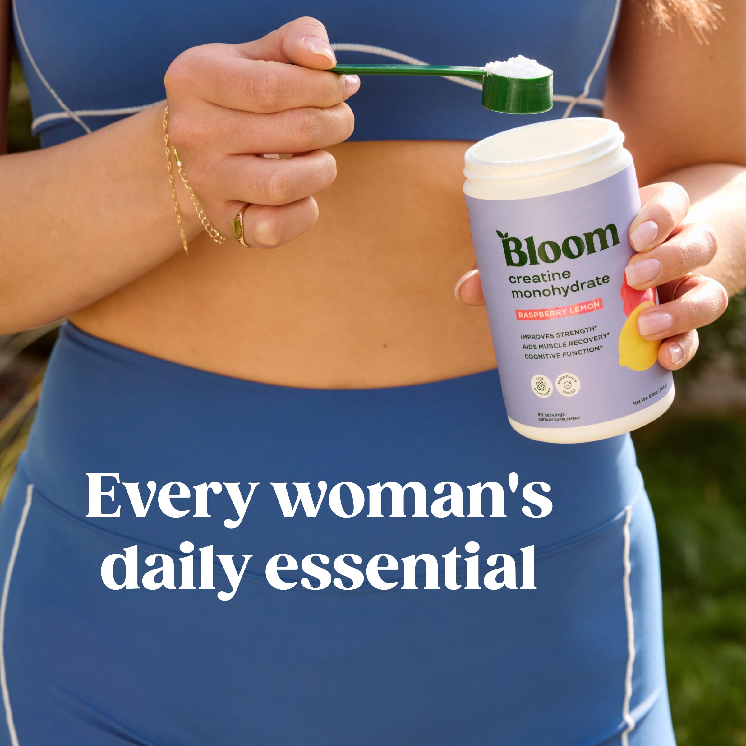 Bloom Nutrition Creatine Monohydrate vegan-friendly formula bottle.