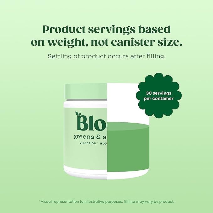 Bloom Nutrition daily greens routine with bottle and cup setup