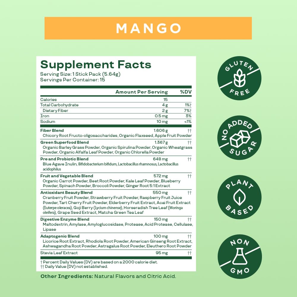 Bloom Nutrition greens with digestive enzymes and probiotics for smoother digestion