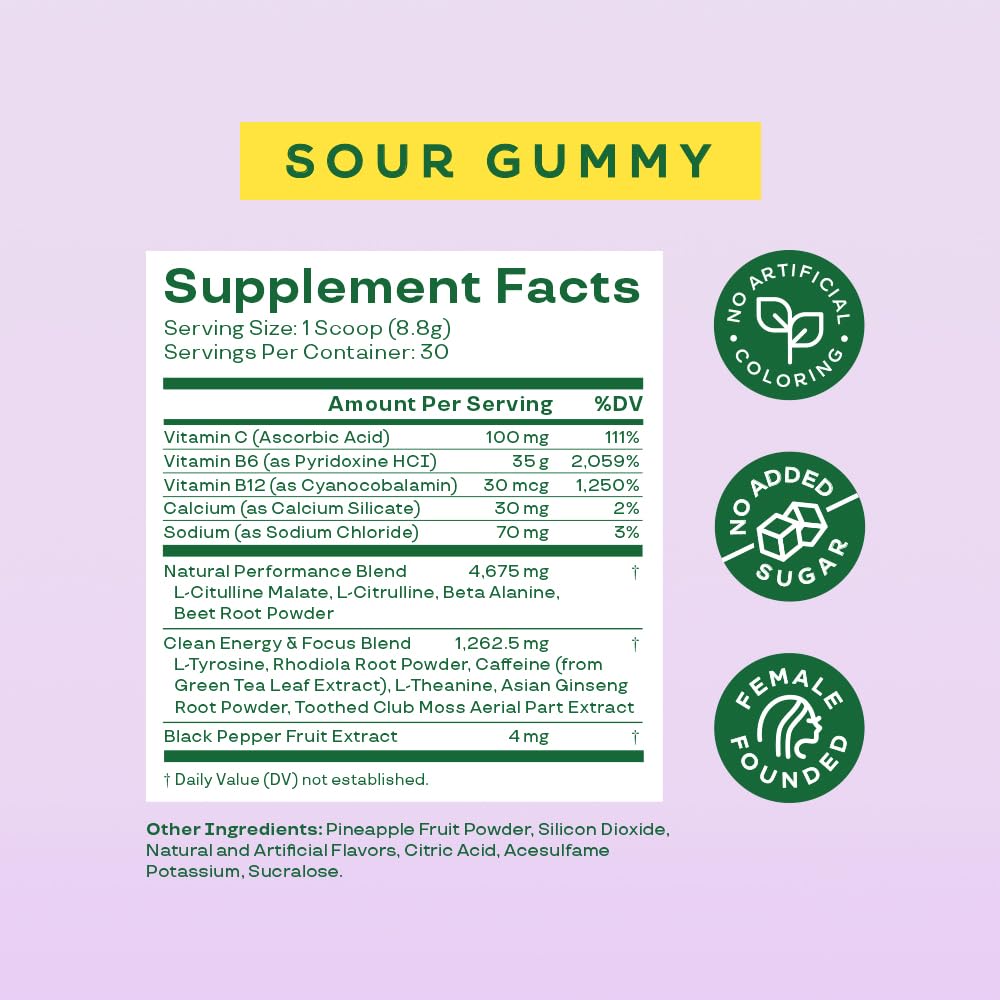 Bloom pre workout contains 225 mg caffeine for clean energy