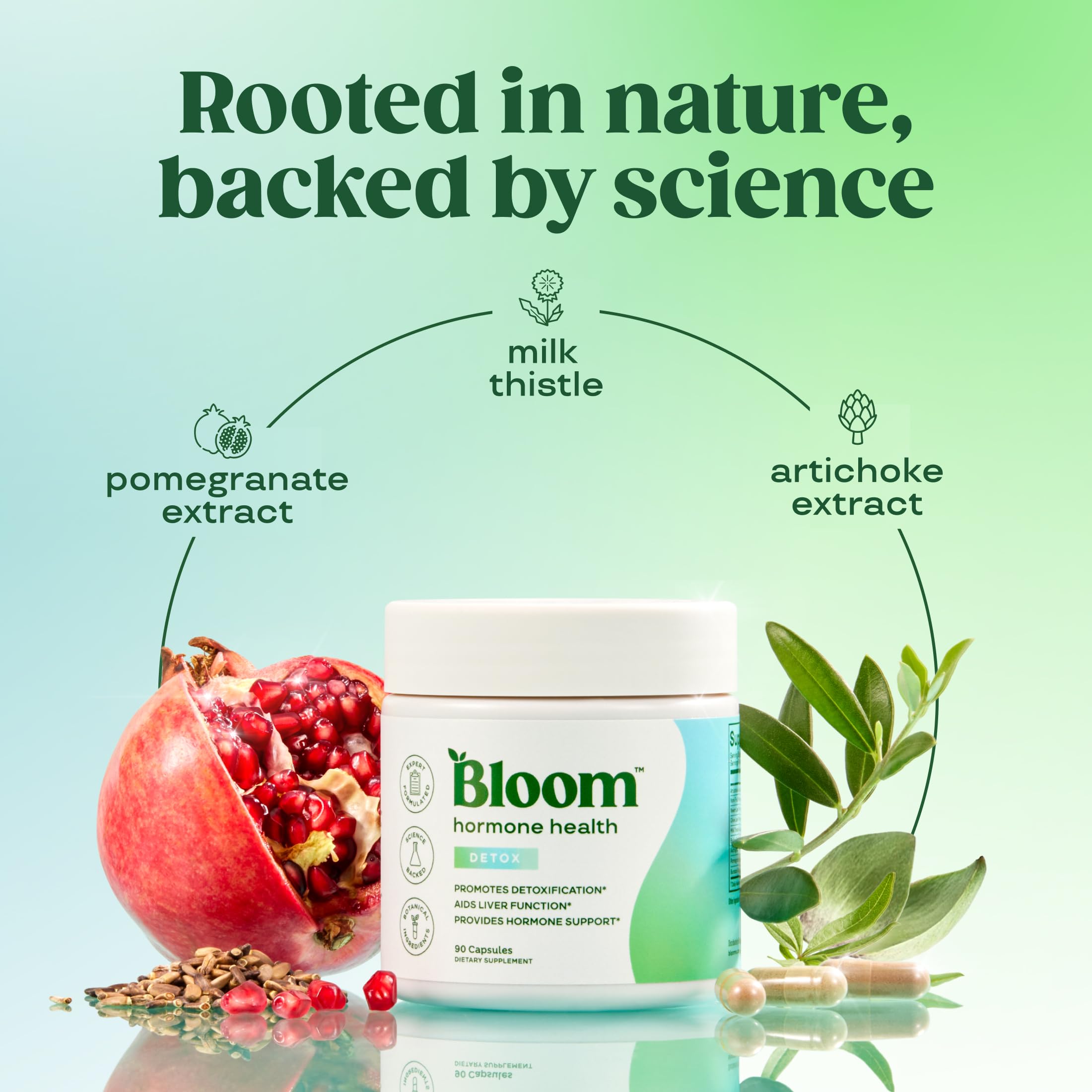 Bloom Nutrition Hormone Support bottle label signals hormone health support.