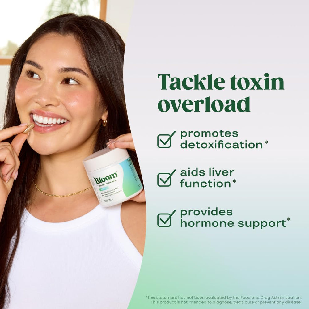 Bloom Nutrition Hormone Support daily dosage shows three capsules with meals.