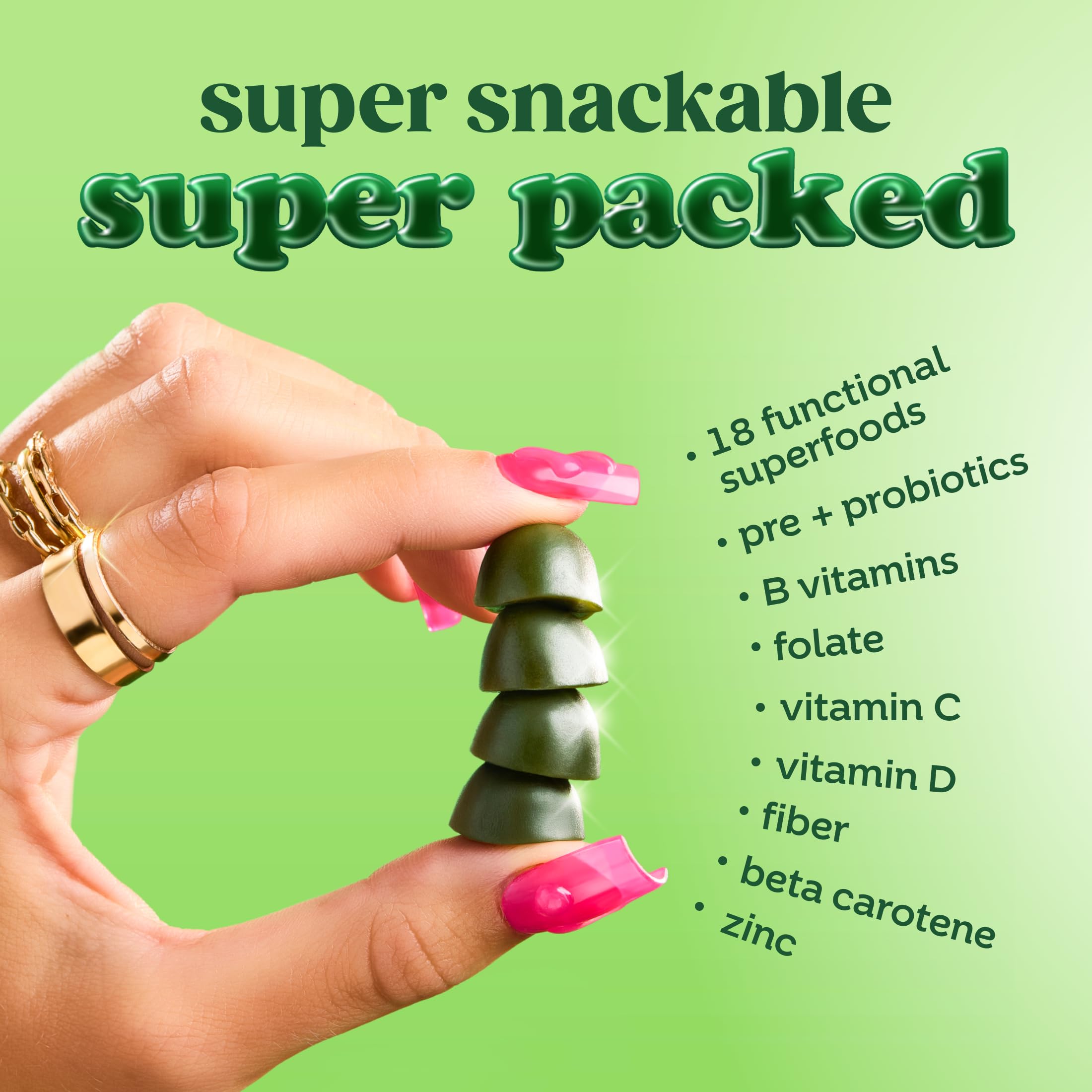 Bloom Nutrition gummies with probiotics and fiber visual showing digestive support in a chewable form.