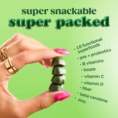 Bloom Nutrition gummies with probiotics and fiber visual showing digestive support in a chewable form.