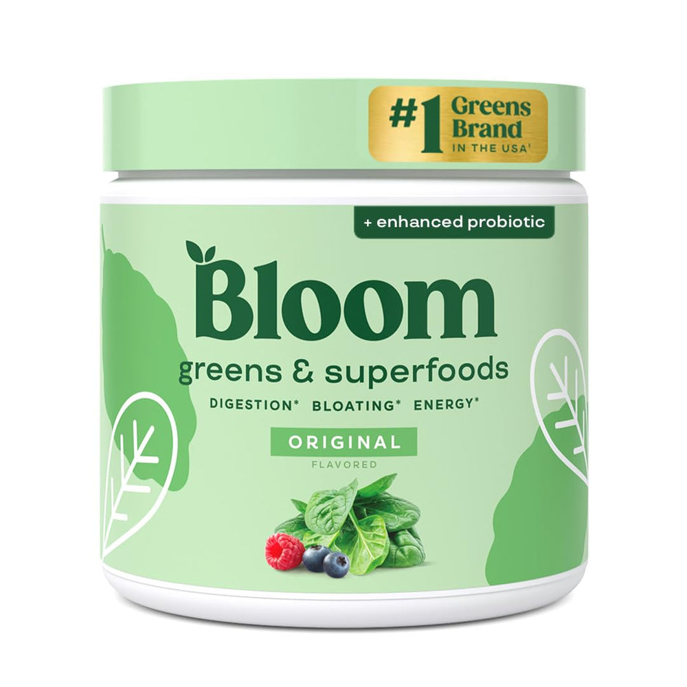 Bloom Nutrition Greens Powder bottle for daily nutrition support