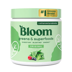 Bloom Nutrition Greens Powder bottle for daily nutrition support