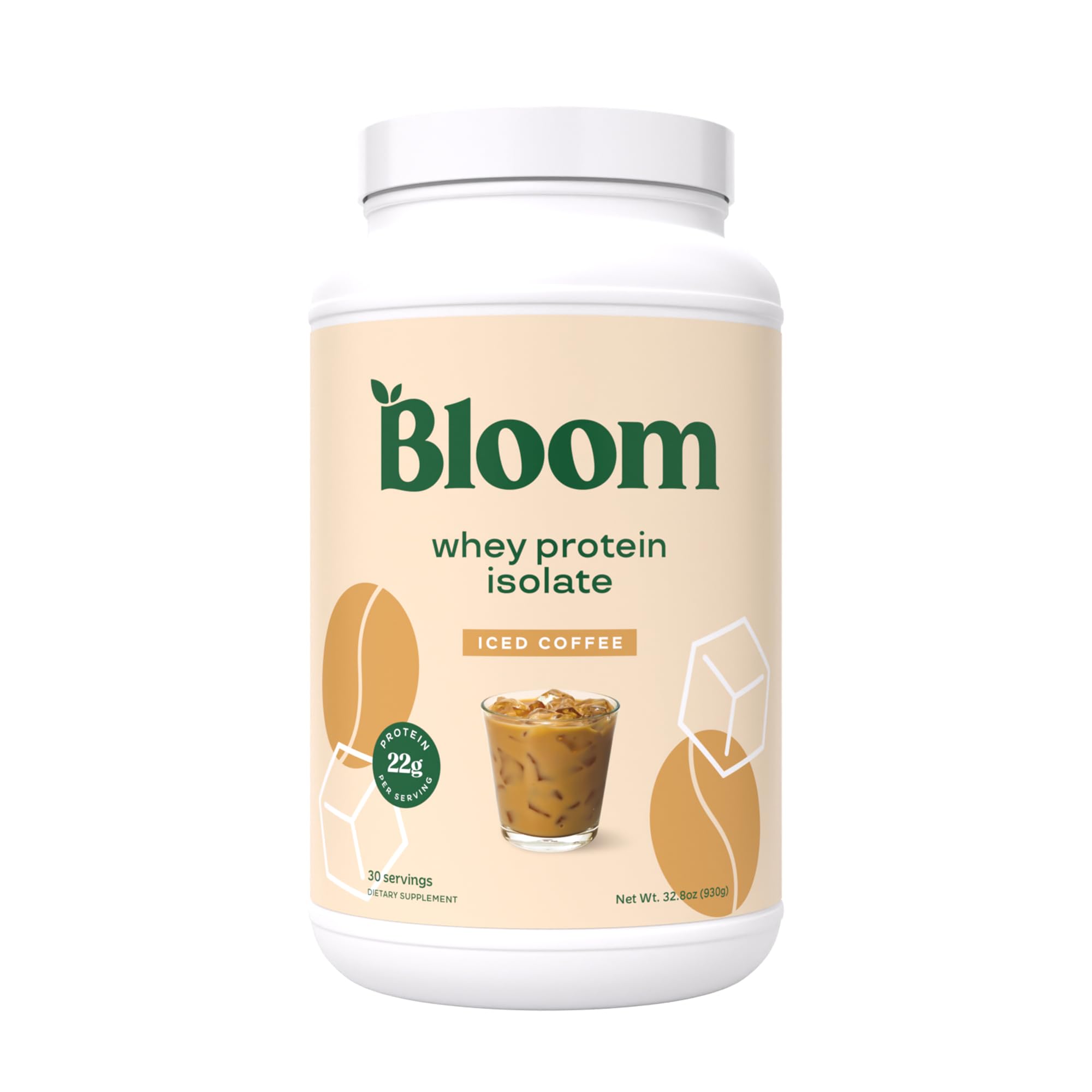 Bloom Nutrition Whey Isolate Iced Coffee bottle being poured for post-workout recovery.