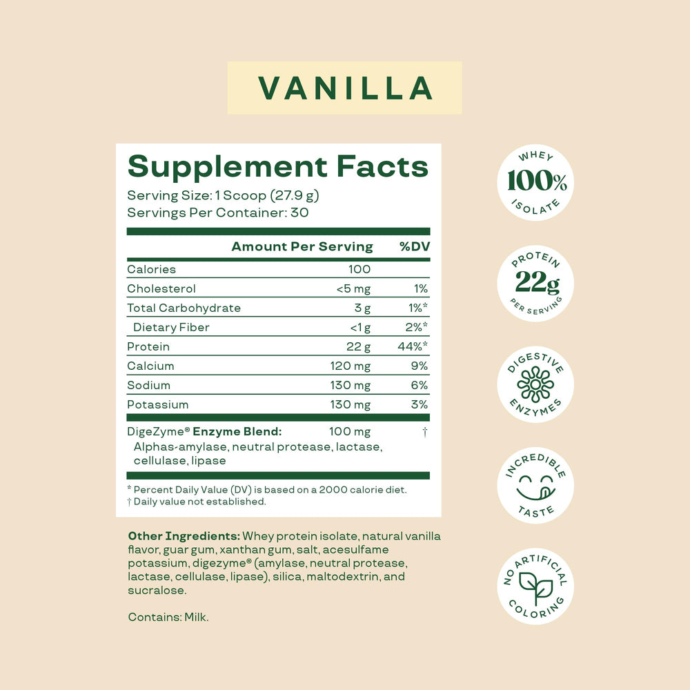 Bloom Nutrition whey isolate vanilla scoop: easy protein delivery.