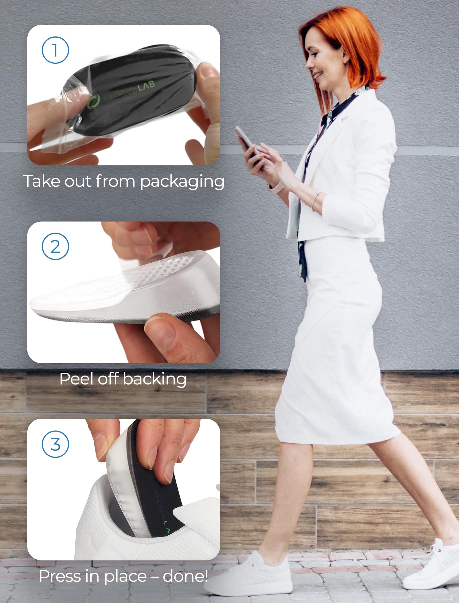 BloomLab lifts fit sneakers, boots, and dress shoes for versatile use.