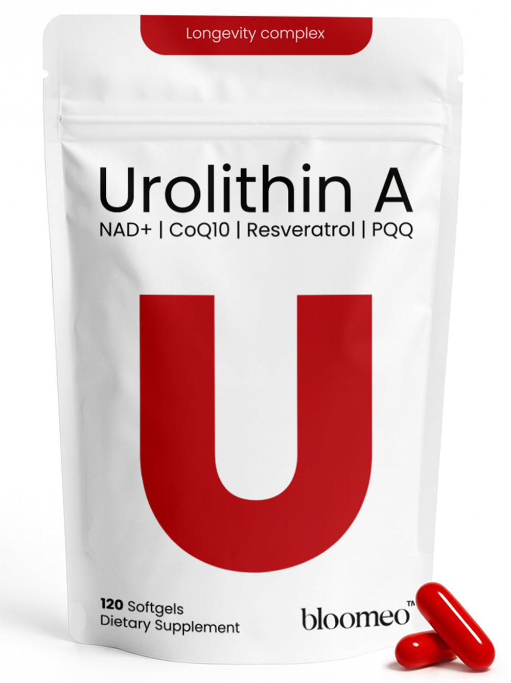 Bloomeo Urolithin A 1000mg bottle supporting cellular renewal and mitochondrial health