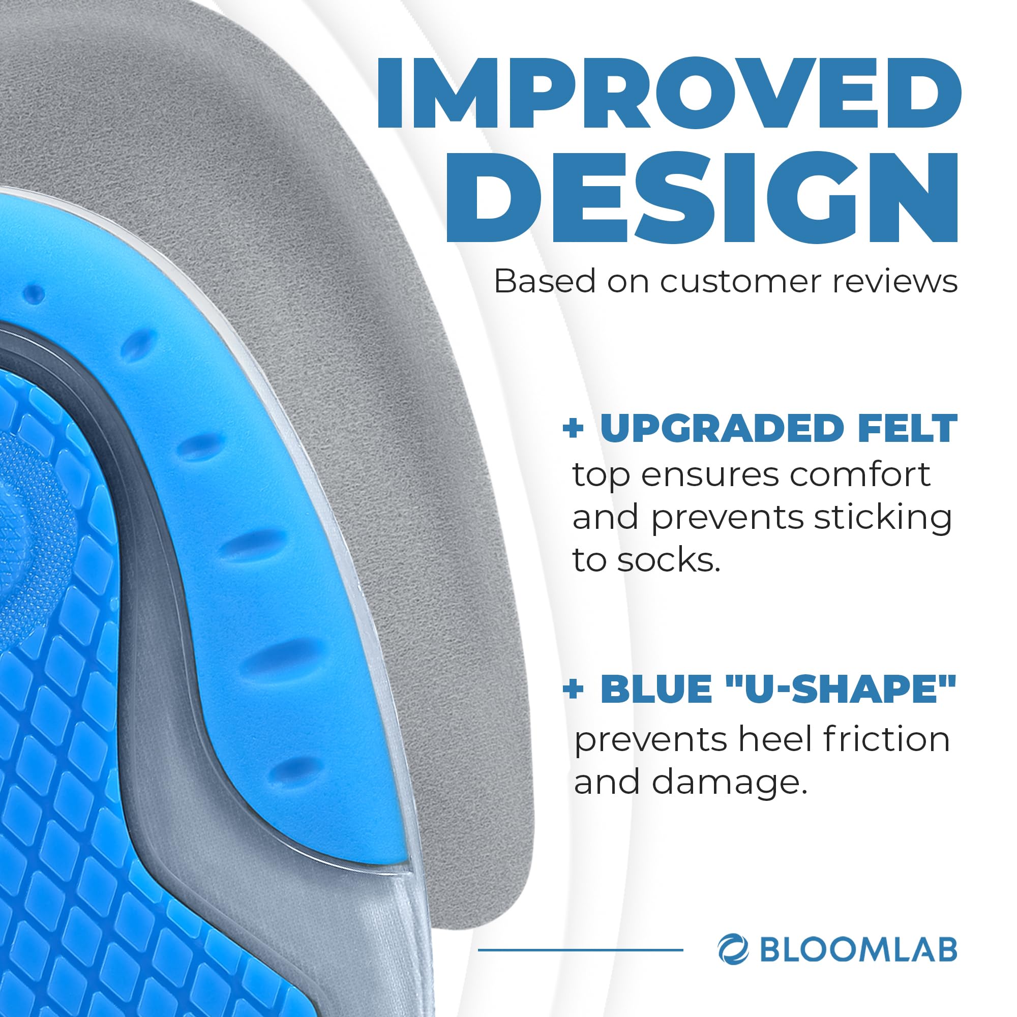 BloomLab gel inserts inside a shoe demonstrating discreet all day comfort