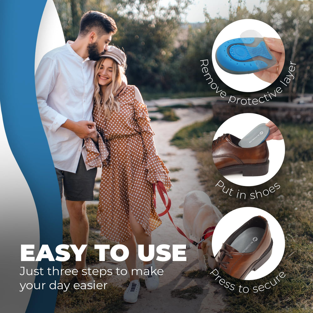 BloomLab gel inserts fitted in a sneaker for a discreet daily support