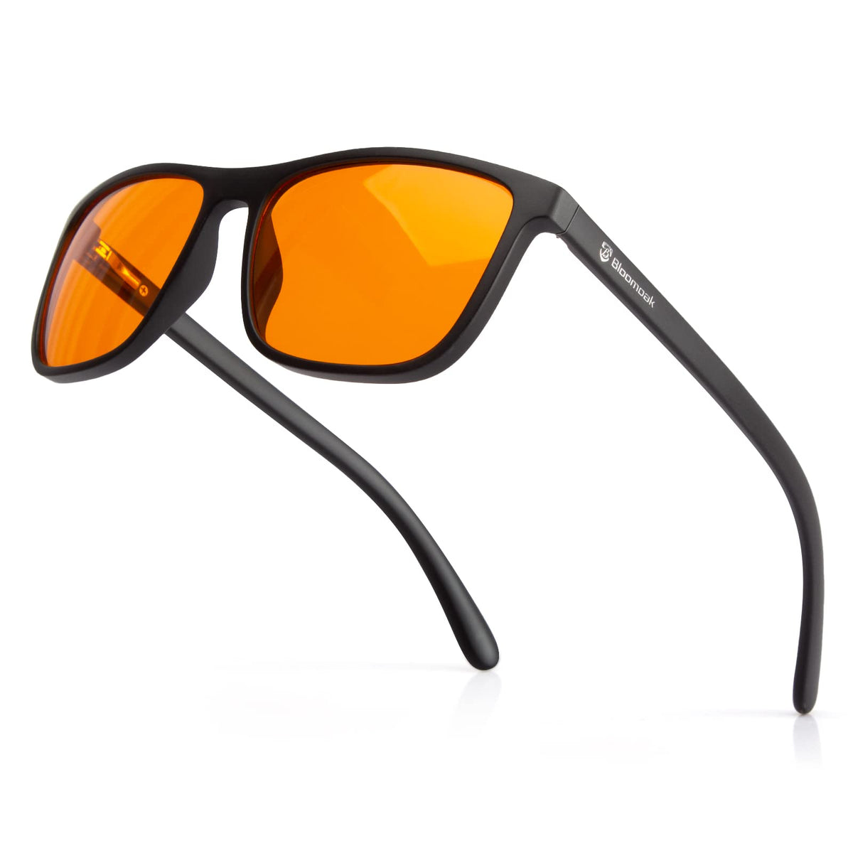 Bloomoak blue light blocking glasses on desk to reduce eye strain during work.