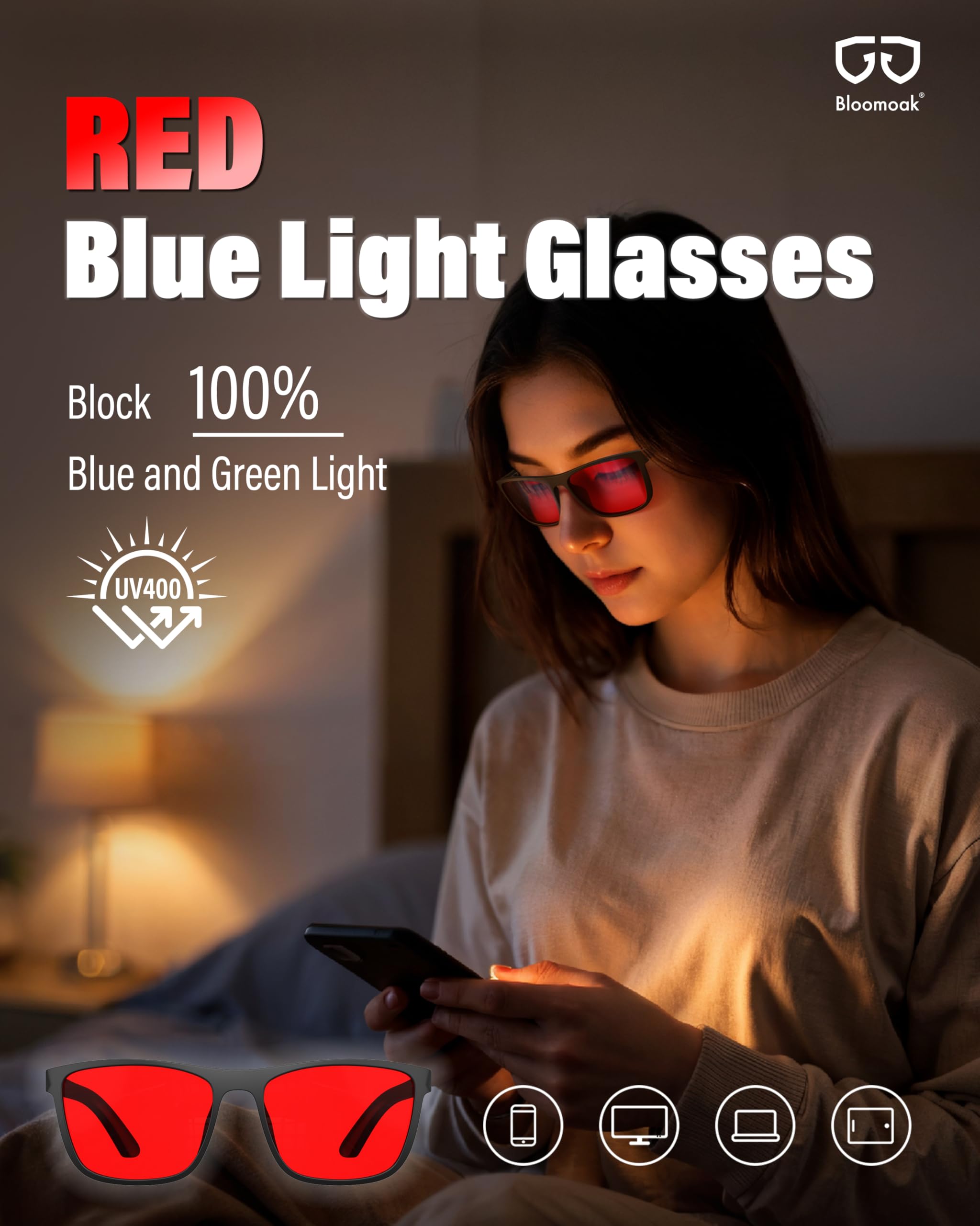Bloomoak Dream Controller red glasses side view reduces eye strain