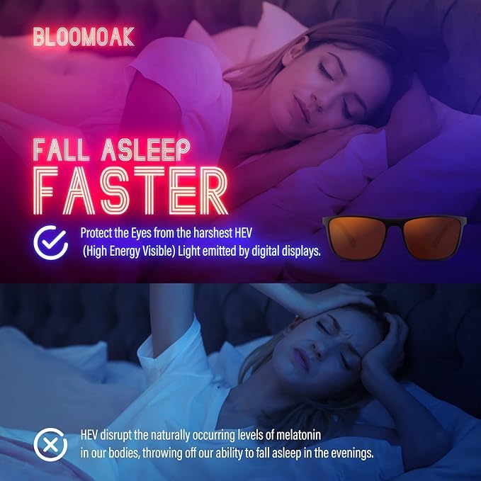 Model wearing Bloomoak glasses in a side profile for long sessions.