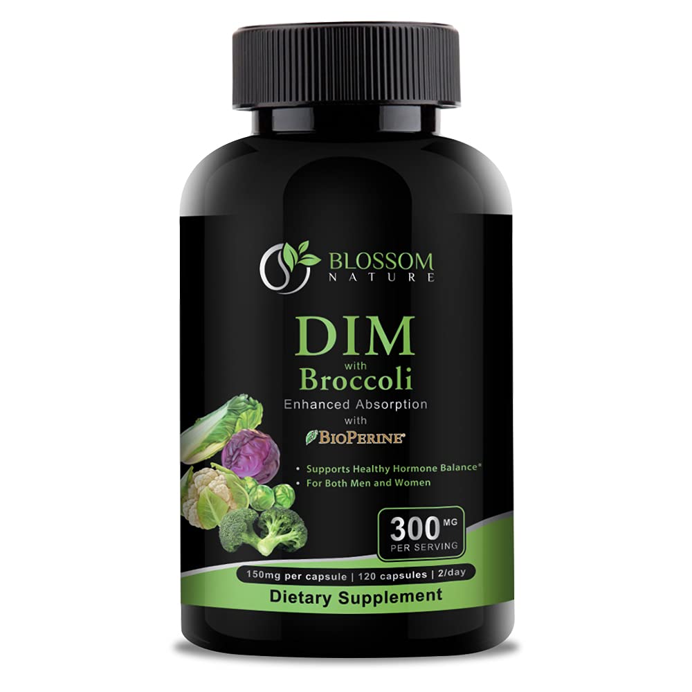 Blossom Nature DIM 300mg bottle front view promotes balanced hormones.
