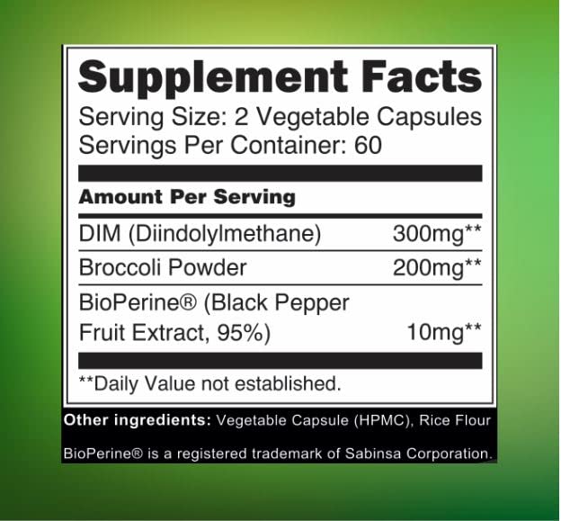 Blossom Nature DIM capsules close-up shows 120-count bottle.