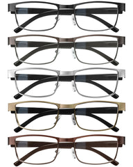 BLS BLUES 1.25 rectangular reading glasses viewed from the front for a professional look and clear reading