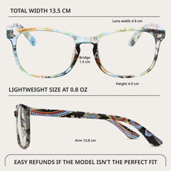 BLS BLUES reading glasses with blue light protection for screens.