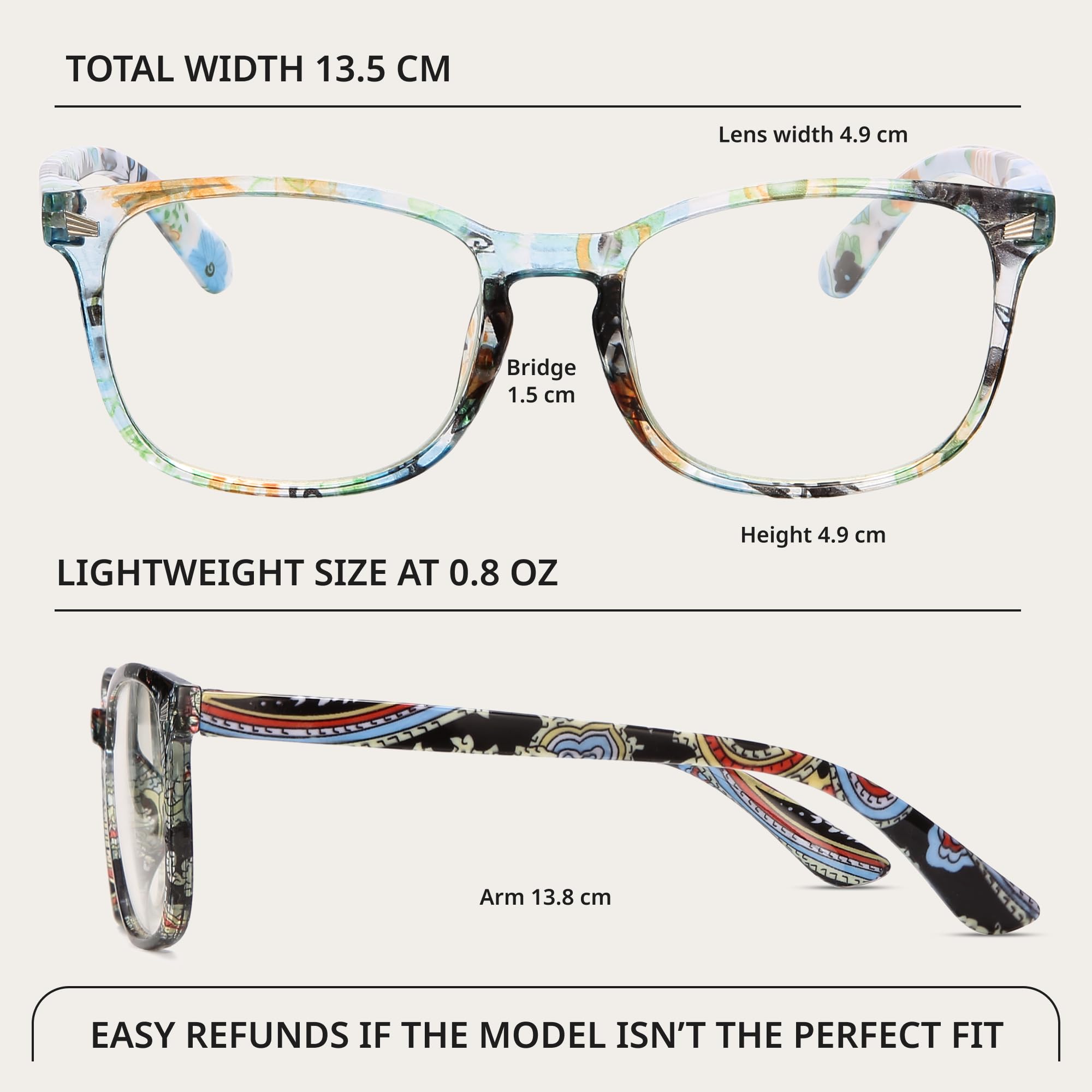 BLS BLUES reading glasses for women on desk ready for near tasks