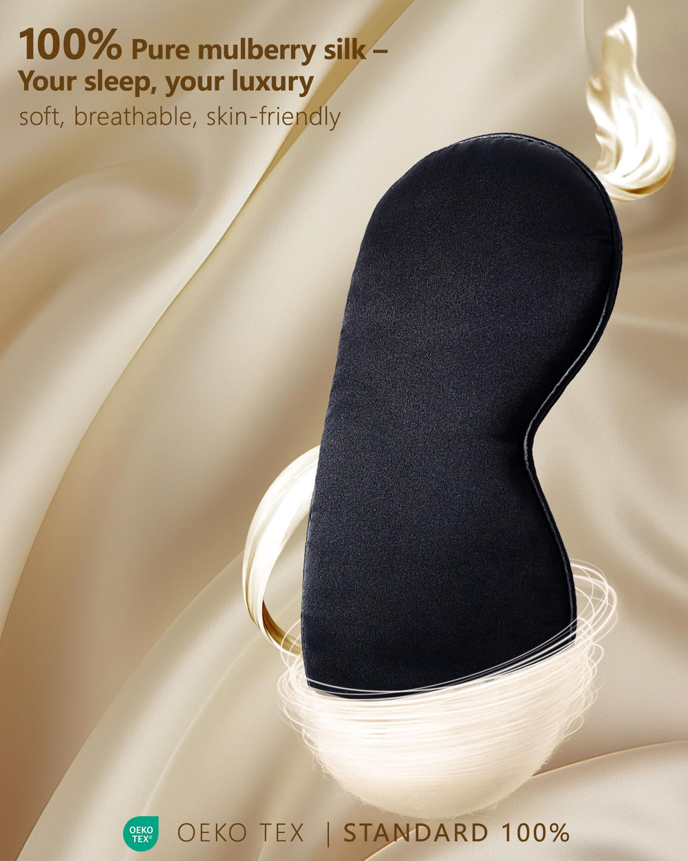 BLSSNZ Silk Sleep Mask, adjustable strap for a secure, pressure-free fit.