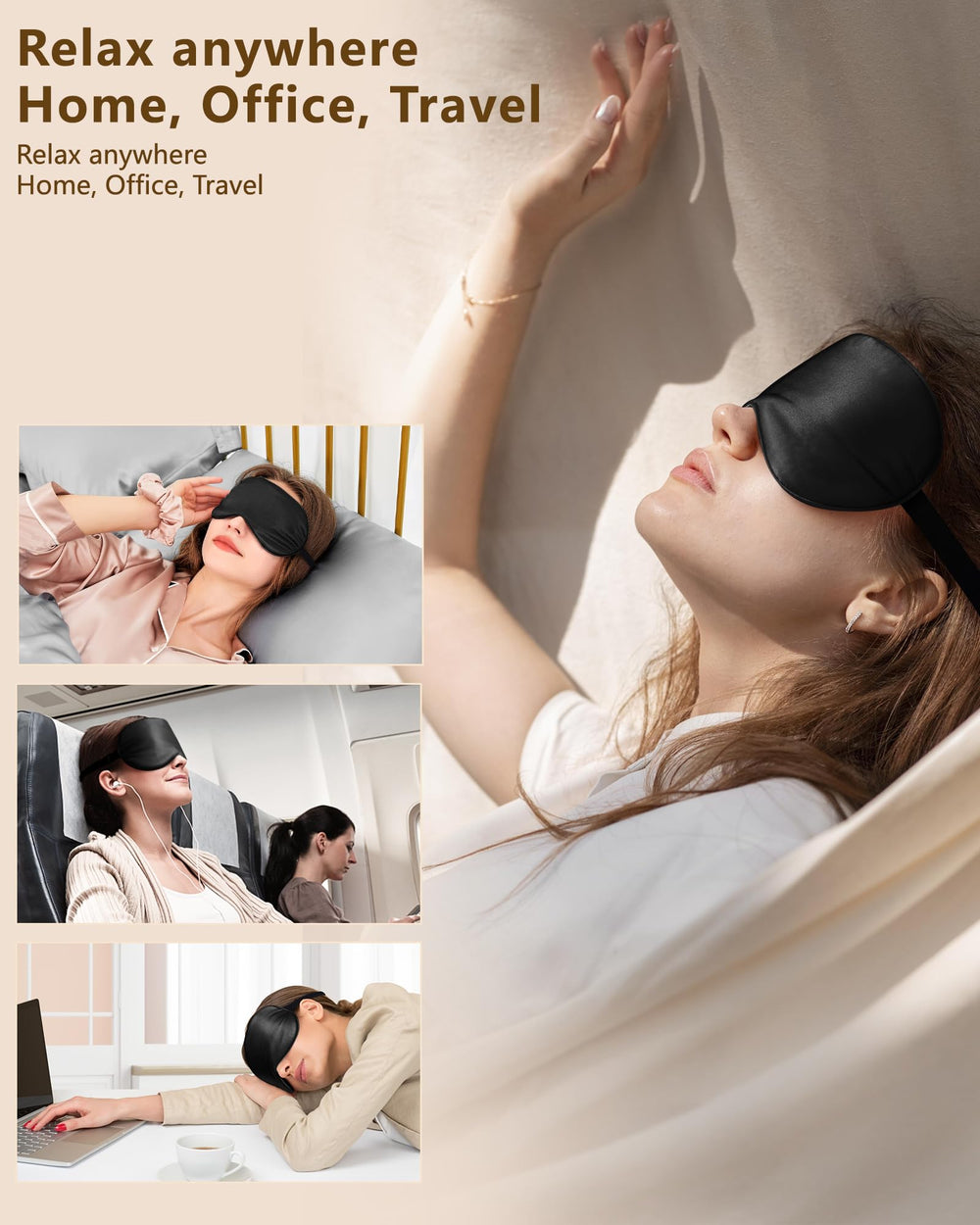 BLSSNZ Silk Sleep Mask, nose-comfort design avoids pressure for a gentle fit.