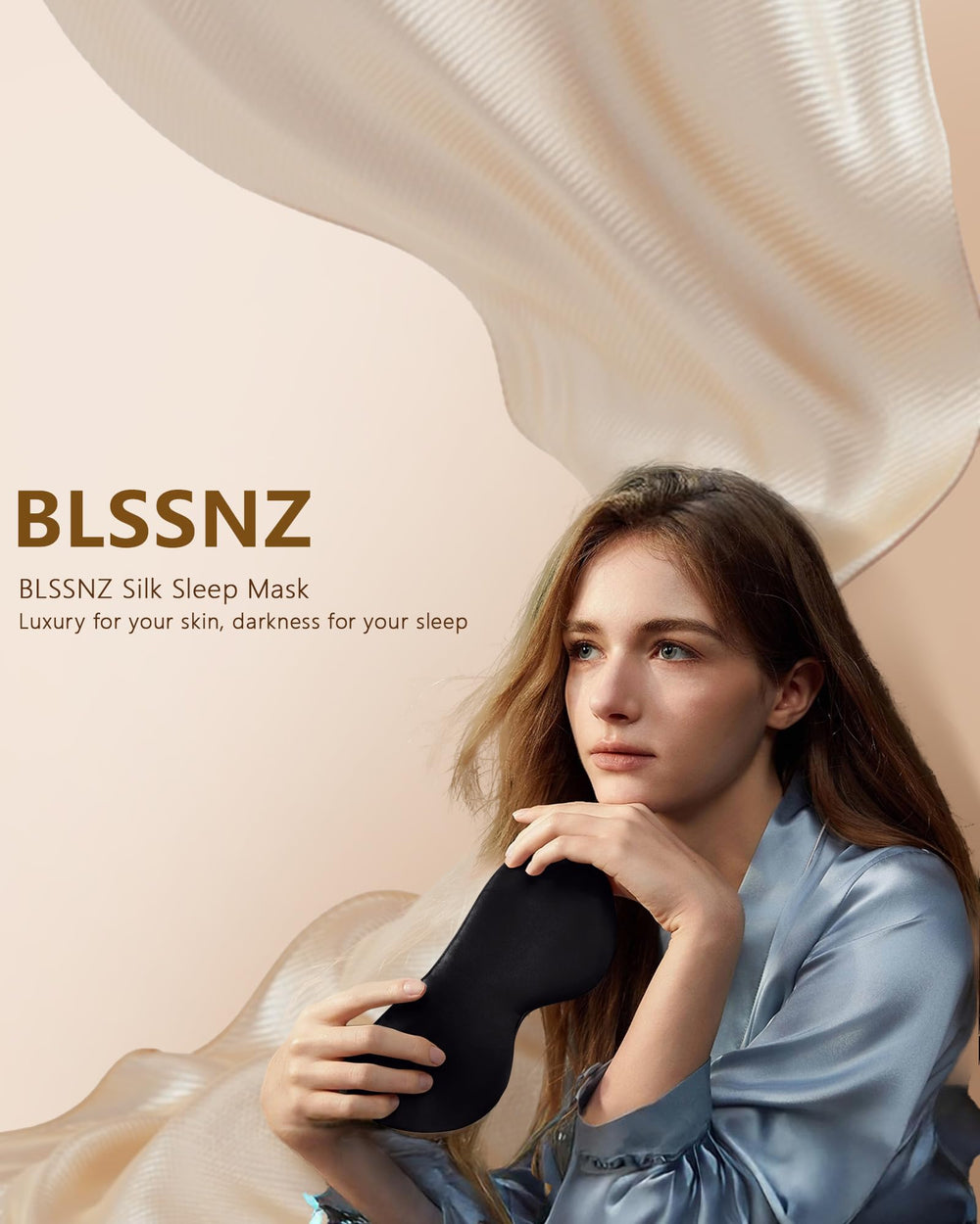 BLSSNZ Silk Sleep Mask, ideal for travel on plane or in-car comfort.
