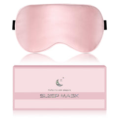 BLSSNZ pink silk sleep mask close-up showing soft fabric and comfortable fit for blackout.