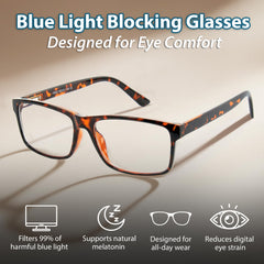 Blue Cut user wearing glasses in an office environment for daily protection.