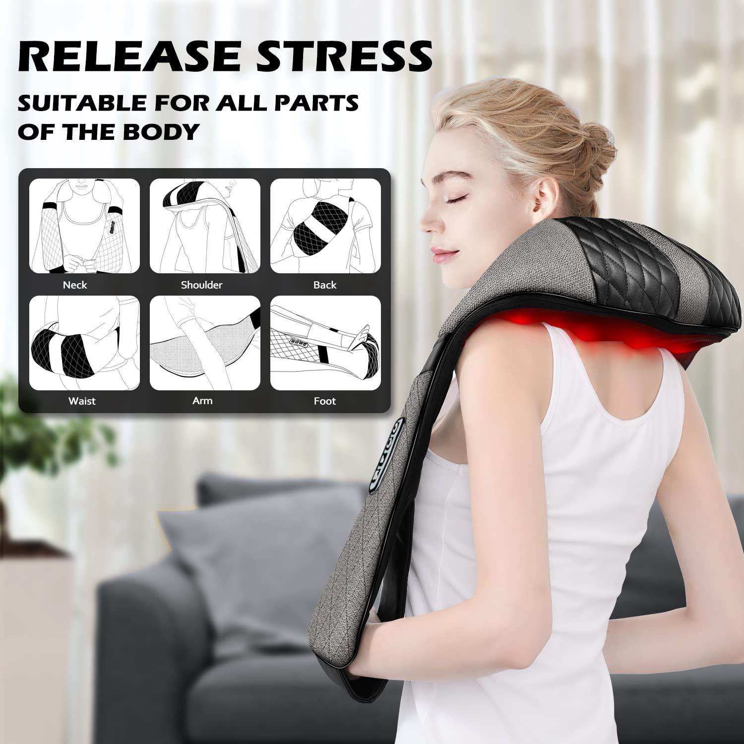 Blue Elf back massager with 3D kneading and heat for a warm relief
