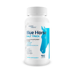 Blue Horse Salt Trick bottle for daily blood flow support and vitality.