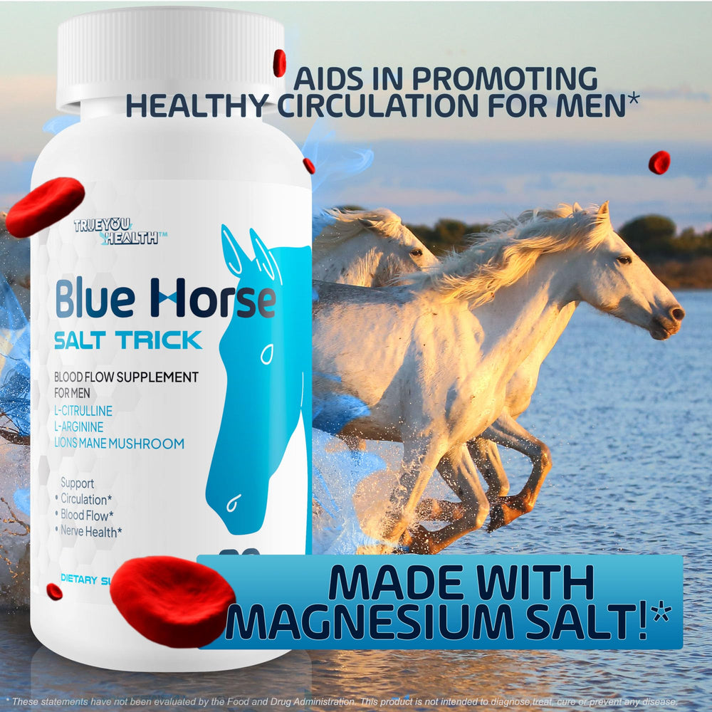 Blue Horse Salt Trick packaging box emphasizing quality.