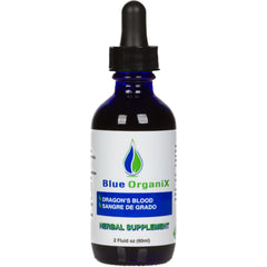 Blue Organix dragon blood liquid bottle for gums support and daily care.