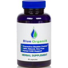 Blue Organix Overactive Bladder bottle on a counter, ready for daily bladder support