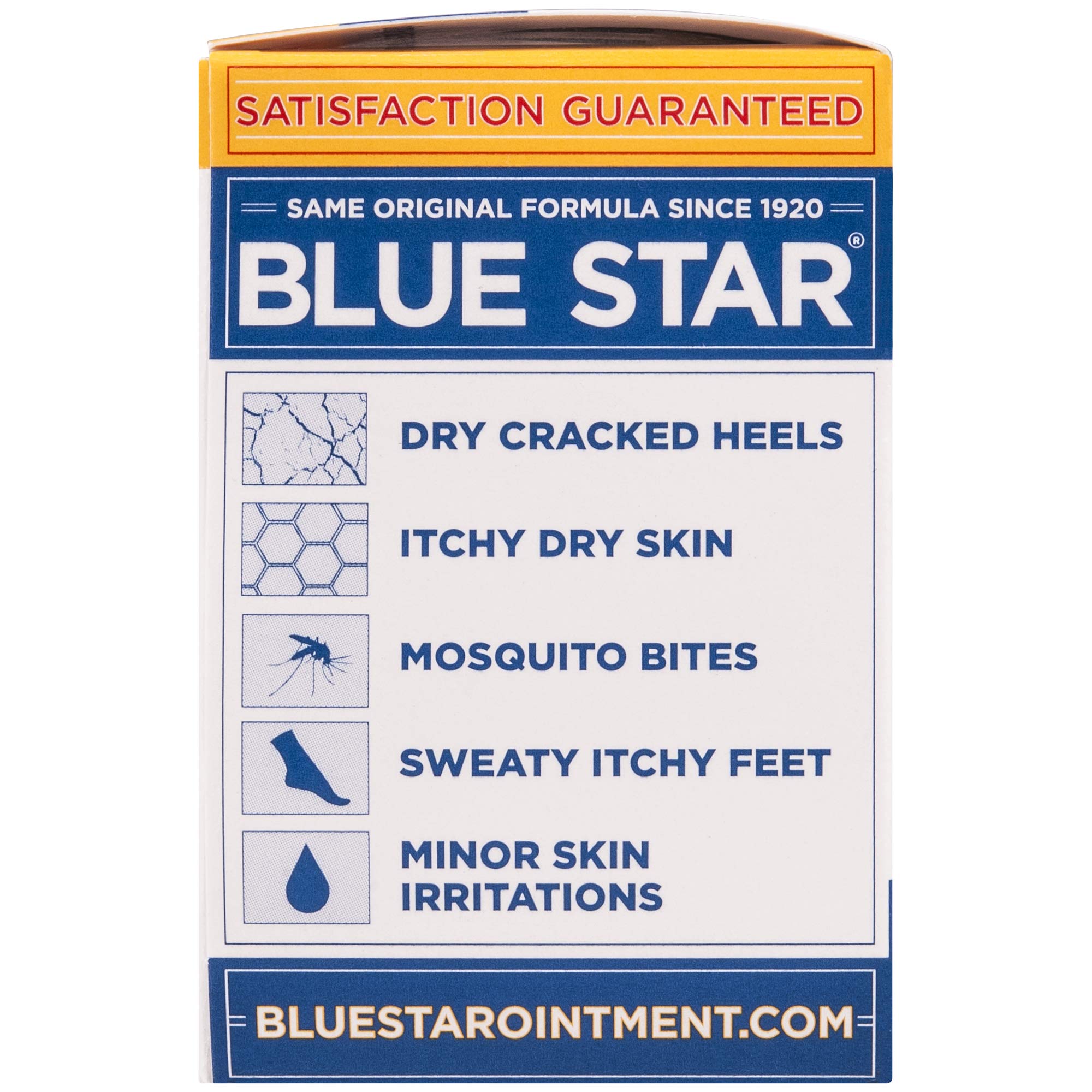 Blue Star Ointment 2oz bottle side-label, trusted moisturization and protection