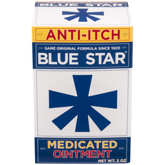 Blue Star Ointment 2oz pack-of-3 box front, soothing relief option for dry skin