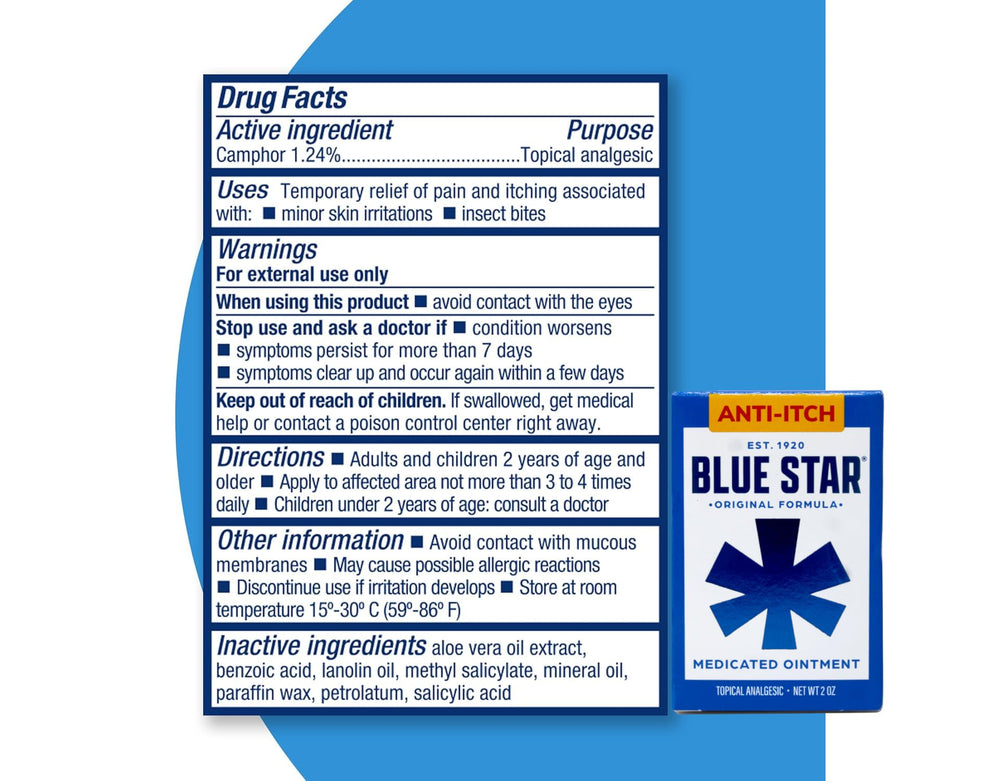 Blue Star Ointment cream on skin demonstrating moisturizing coverage.