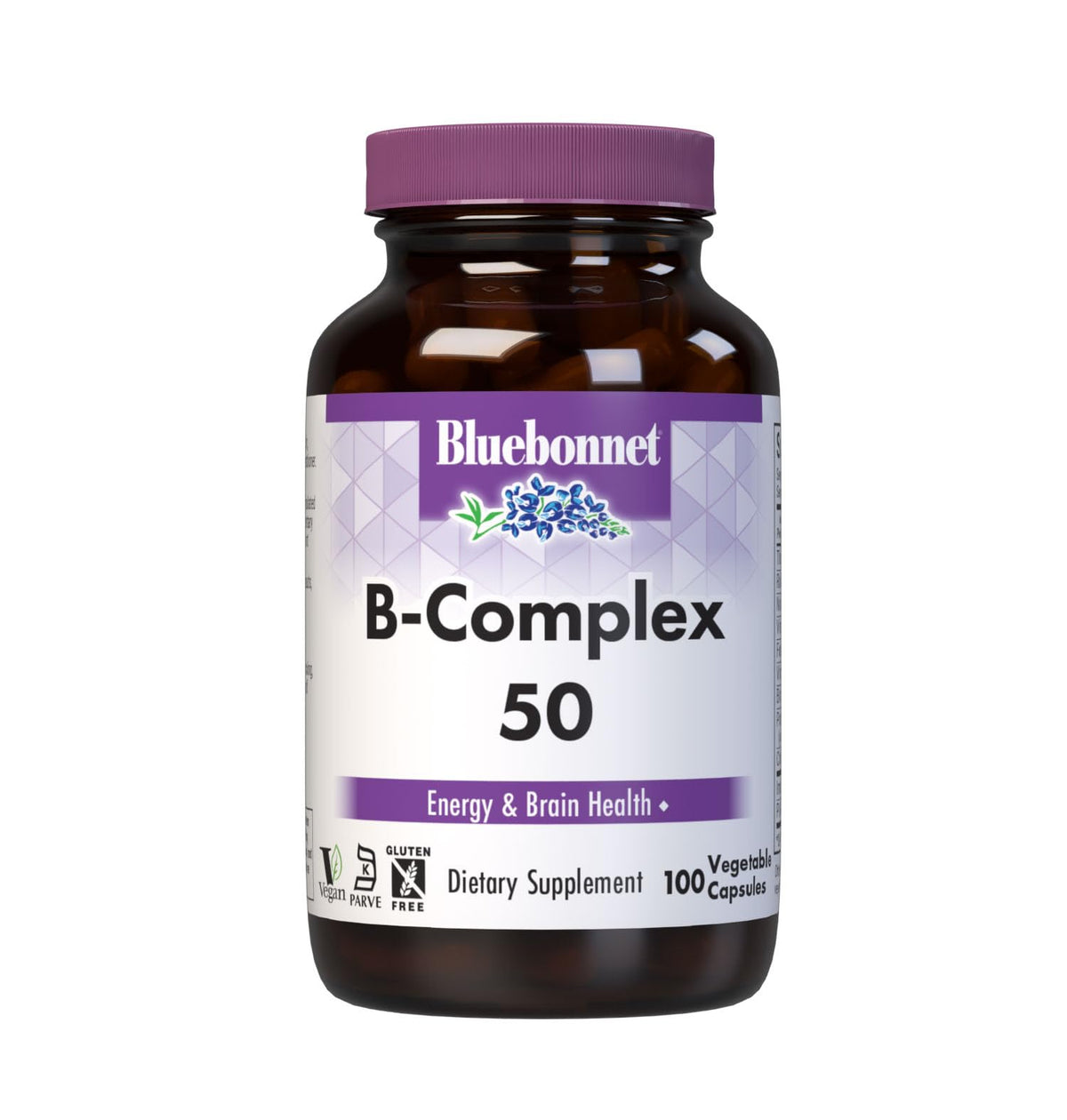 BlueBonnet B Complex bottle front shows complete B vitamins
