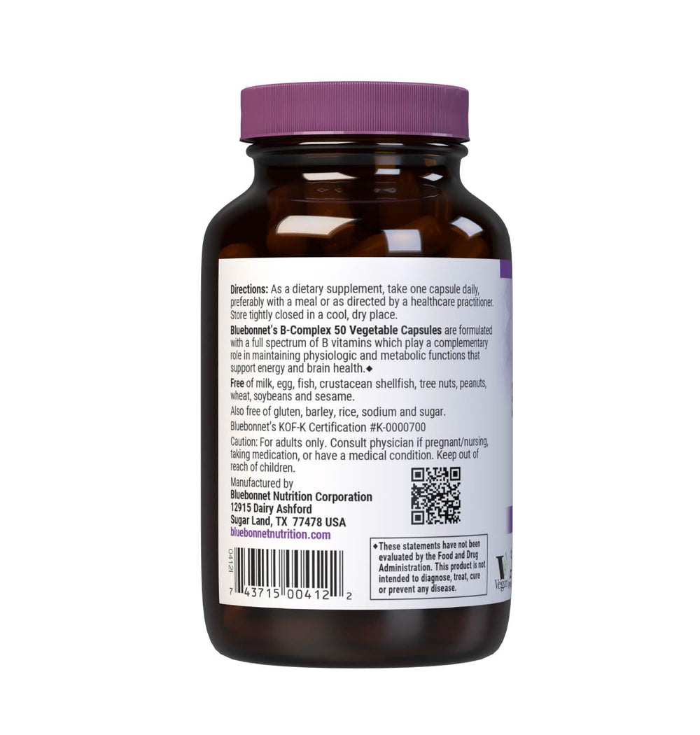 BlueBonnet B Complex capsules closeup for easy daily supplement