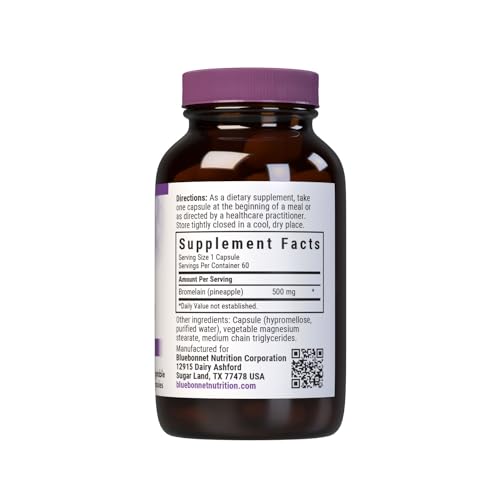 BlueBonnet Bromelain amber glass bottle preserves potency and sustainability.